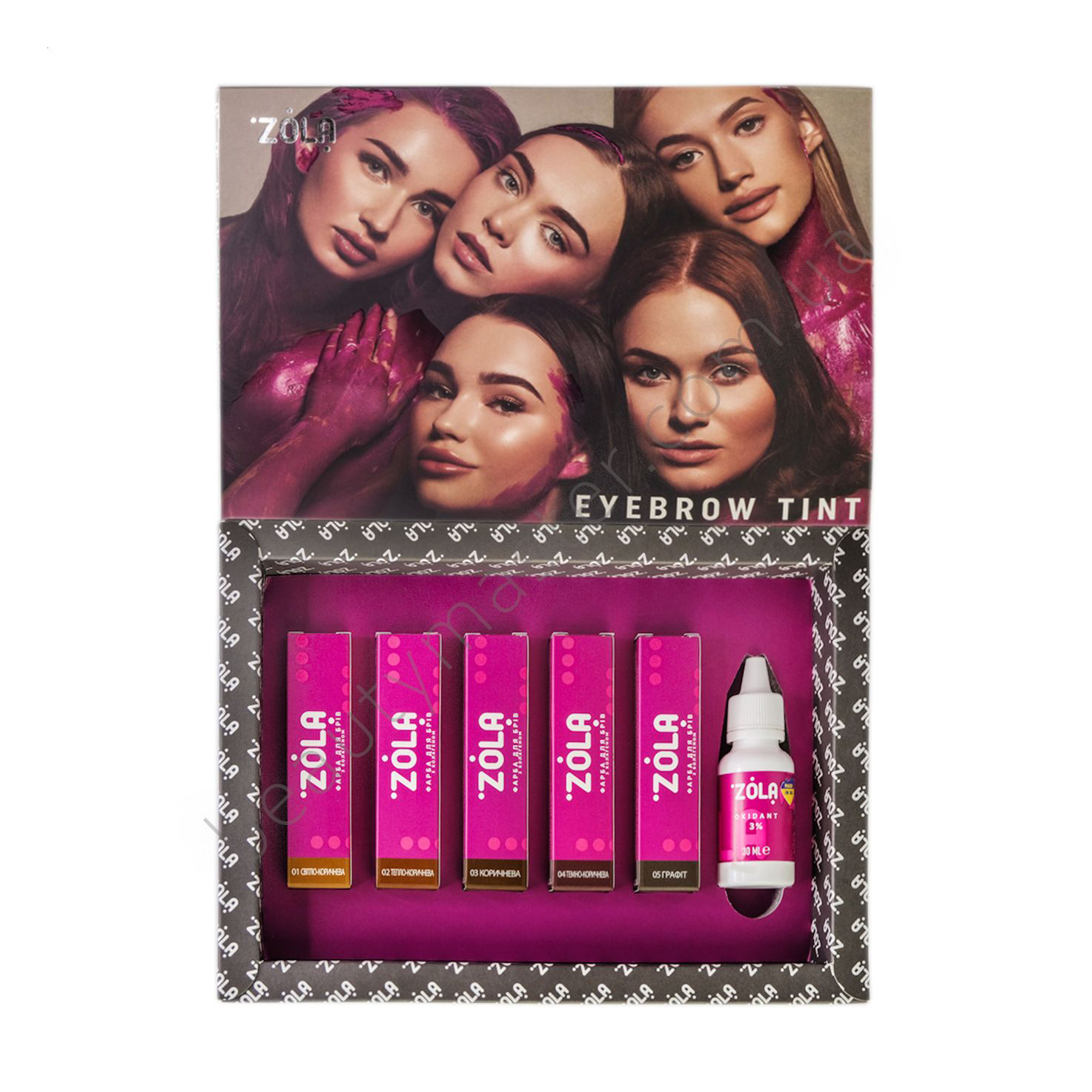 Набір для фарбування брів Zola Eyebrow Tint New Innovative Colouring System (фарба, 5*15 мл + окисник 3%, 30 мл)